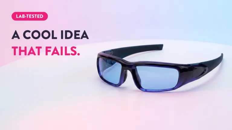 Lab-tested blue light blocking glasses review: a cool idea that fails, displayed on a white surface