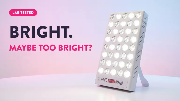 Lab-tested bright light therapy panel with LED bulbs, timer display, and stand — reviewed for SAD and wellness use