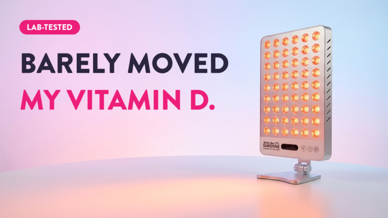 Lab-tested Better Than Sunshine vitamin D light therapy lamp with orange LED panel on stand