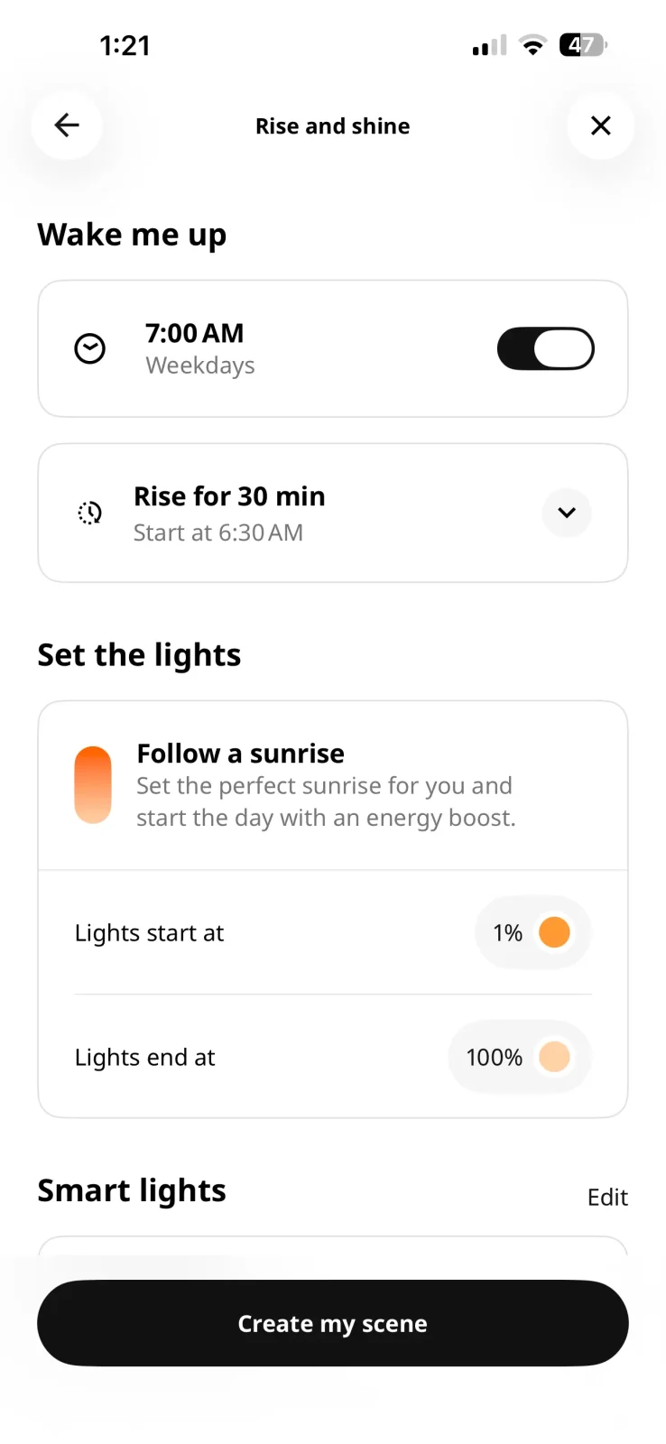 ikea sunrise automation settings