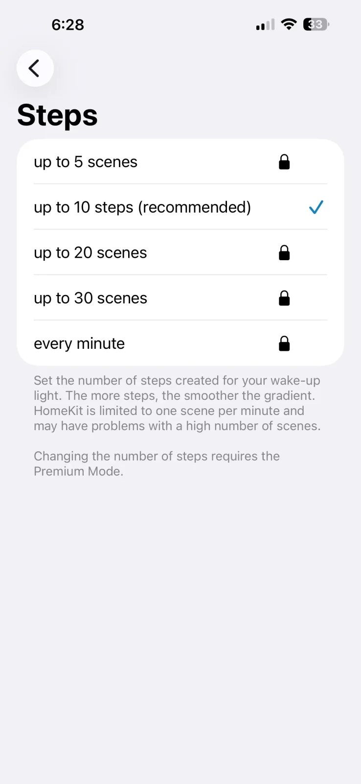 wake up light app steps settings
