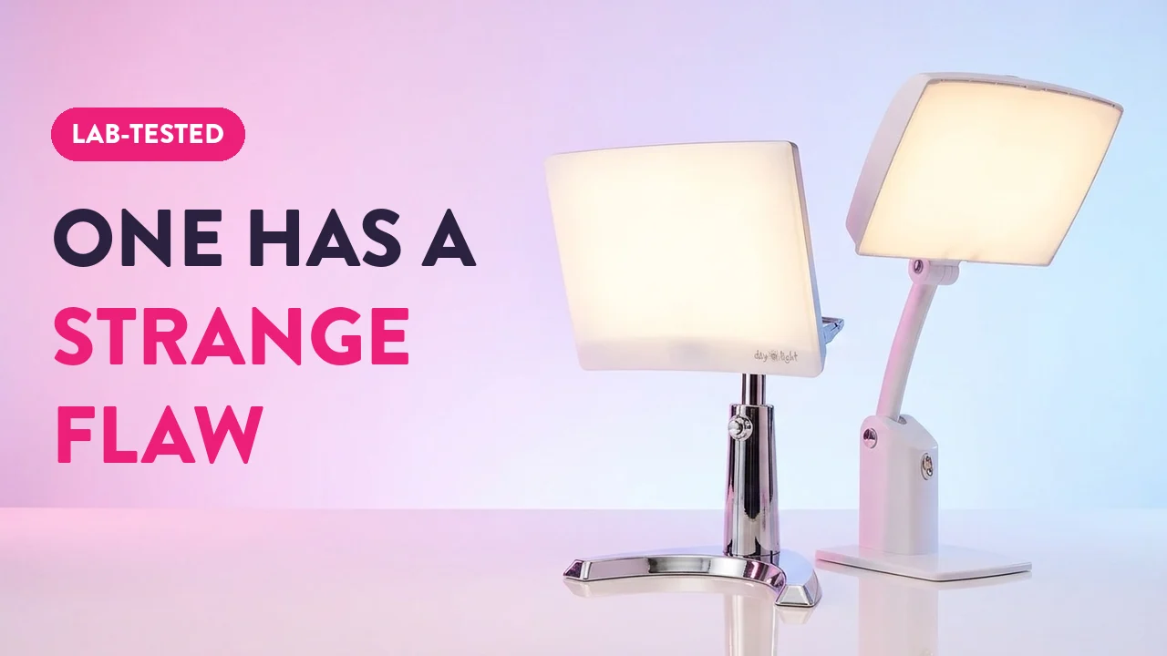 Lab-tested SAD light therapy lamps comparison review, one with a strange flaw — Daylight brand therapy lamp featured